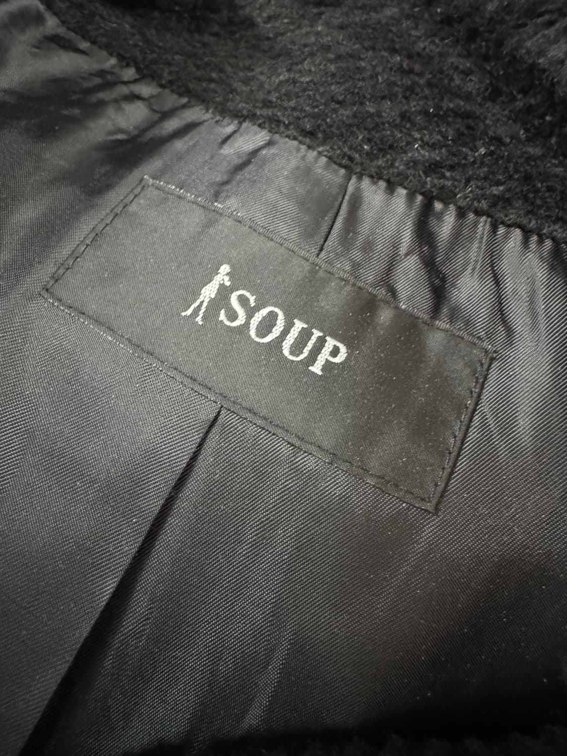 여성 soup 숲 더블 미니멀 앙고라 울 코트 블랙  상품이미지3