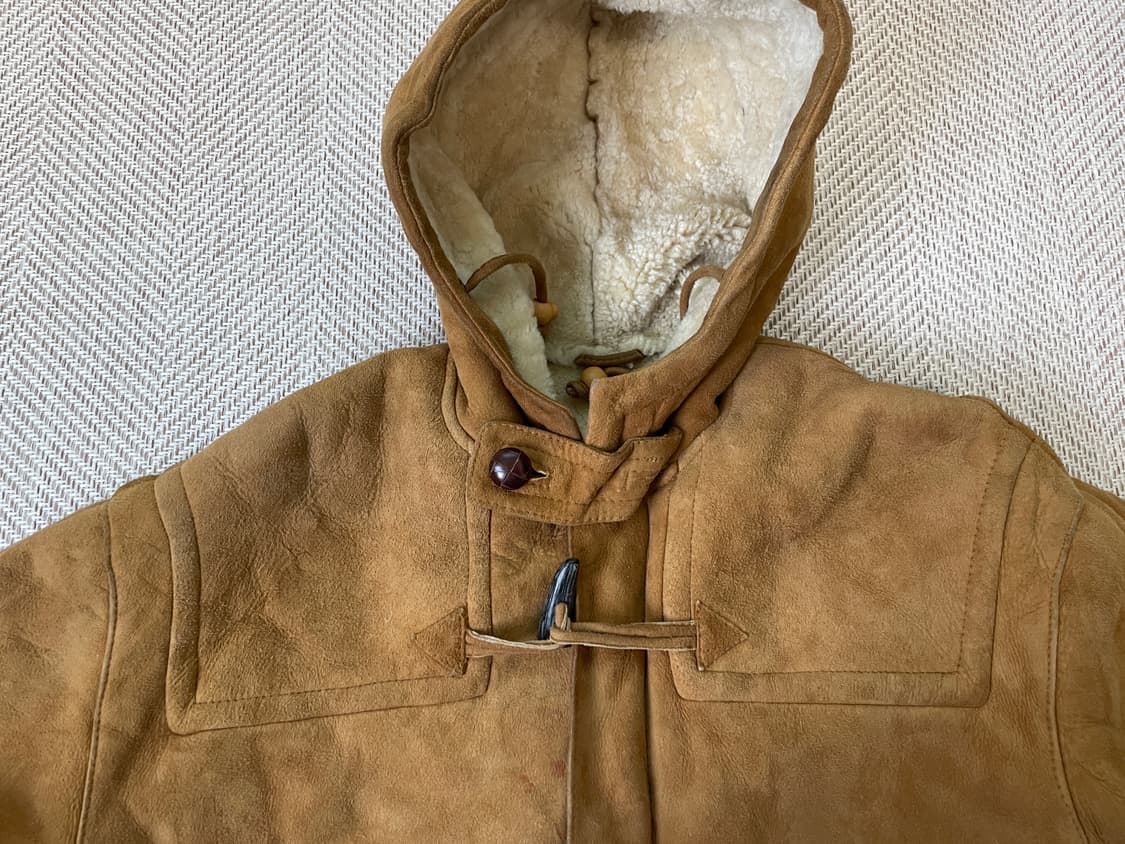 리얼 스웨이드 무톤 셰퍼드 후드 토글 코트  상품이미지4