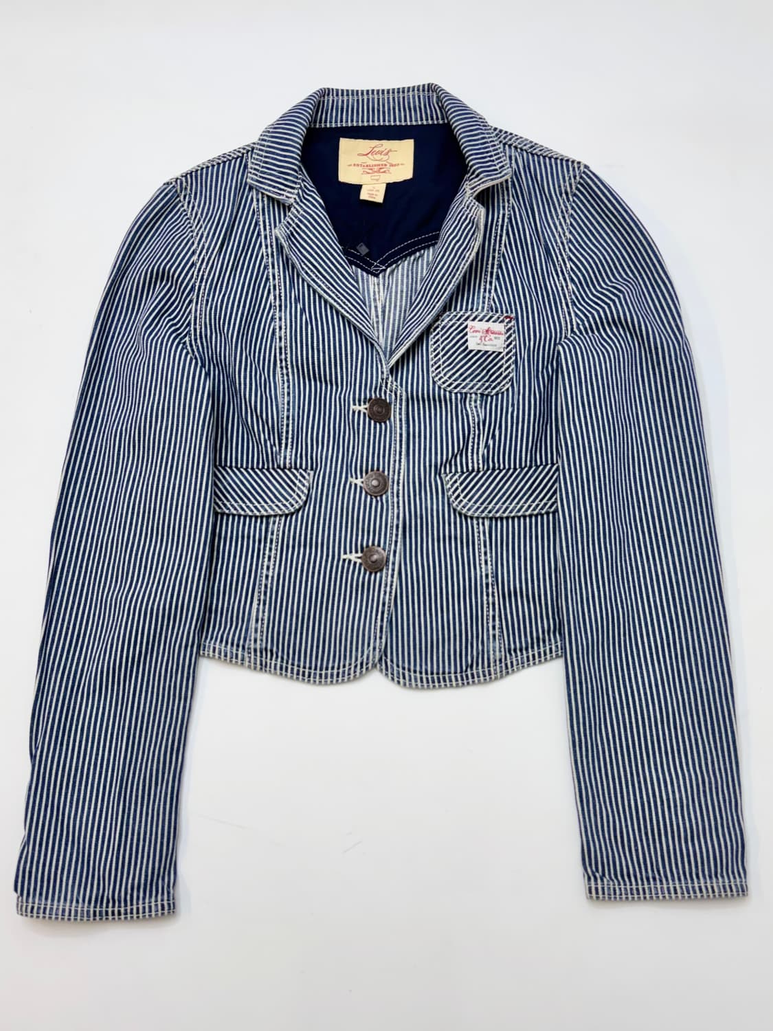 Levis 리바이스 스트라이프 크롭 데님 워크 자켓 상품이미지1