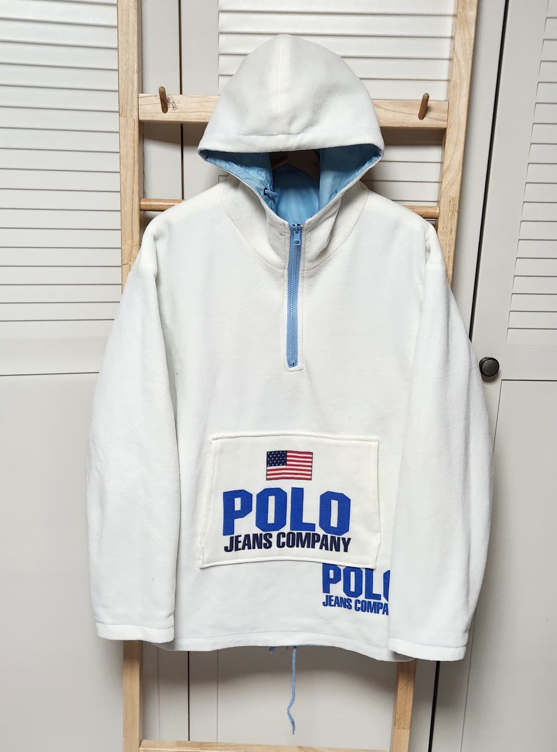 XL 폴로 스포츠 USA 성조기 빅로고 90S 양면 바람막이 후리스 자켓 상품이미지4