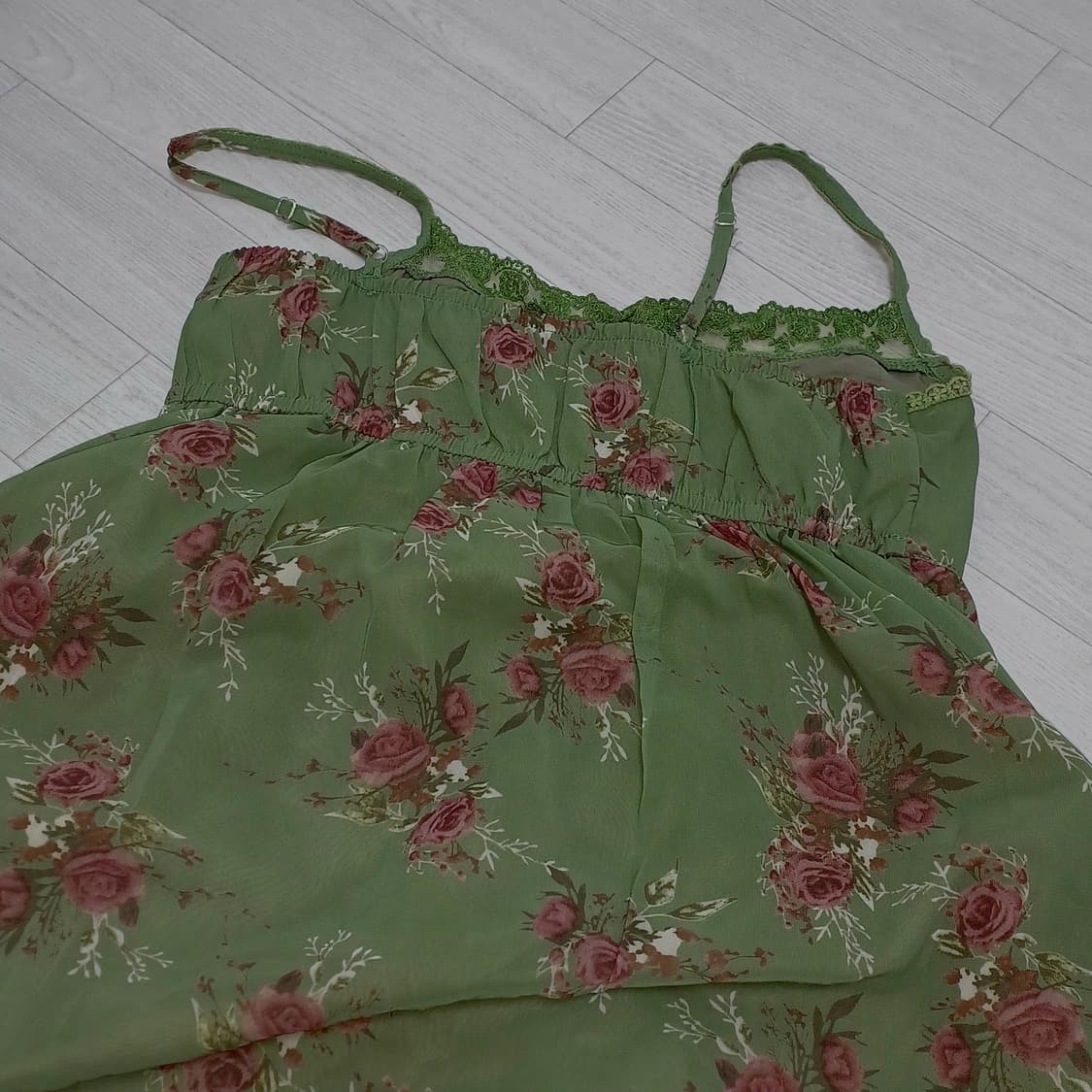 애니원모어 플라워 롱 원피스 팜므뮤즈 빈티지 플로랄 그린 드레스 상품이미지2