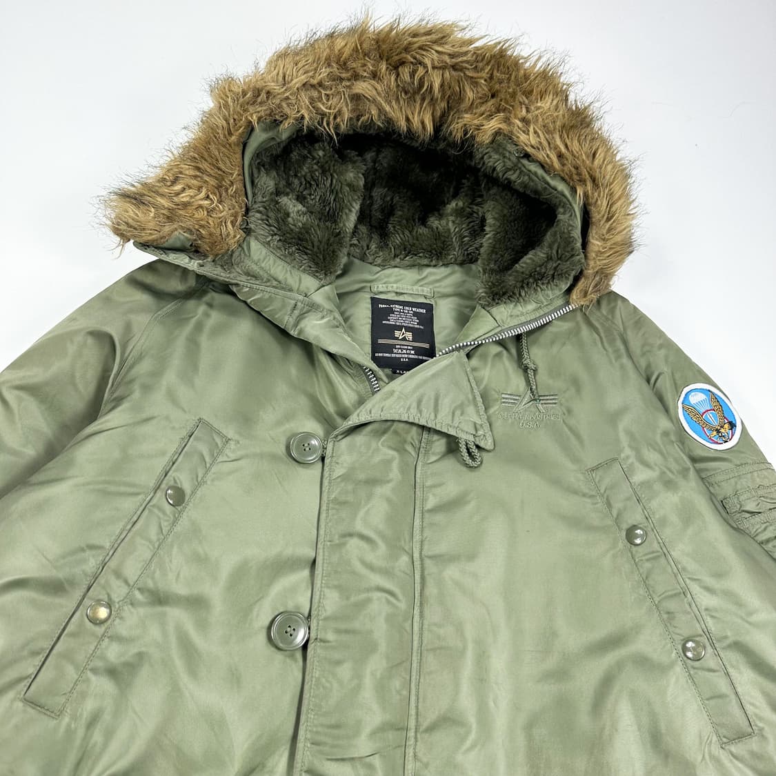 (하자존재) 알파인더스트리 미군 복각 n3b 파카 카키 XL 상품이미지2