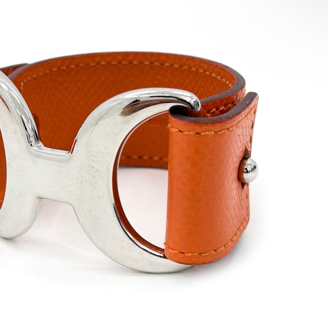 [XS] 에르메스 여성 레더 파반느 H 버클 브레이슬릿 팔찌 오렌지 은장 상품이미지6