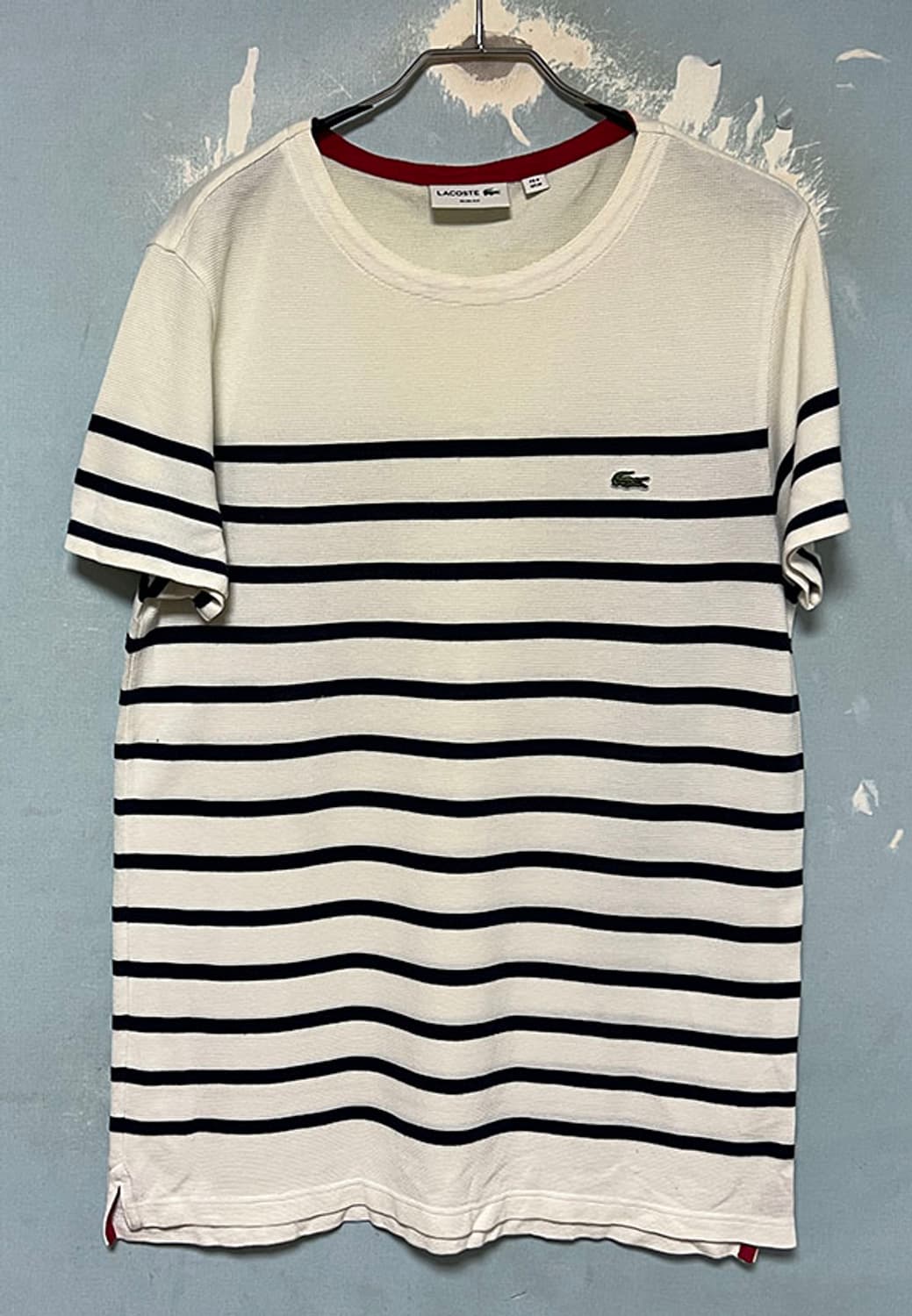 Lacoste 라코스테 넥 배색 스트라이프 남자 반팔티셔츠 와플 M 95 상품이미지1