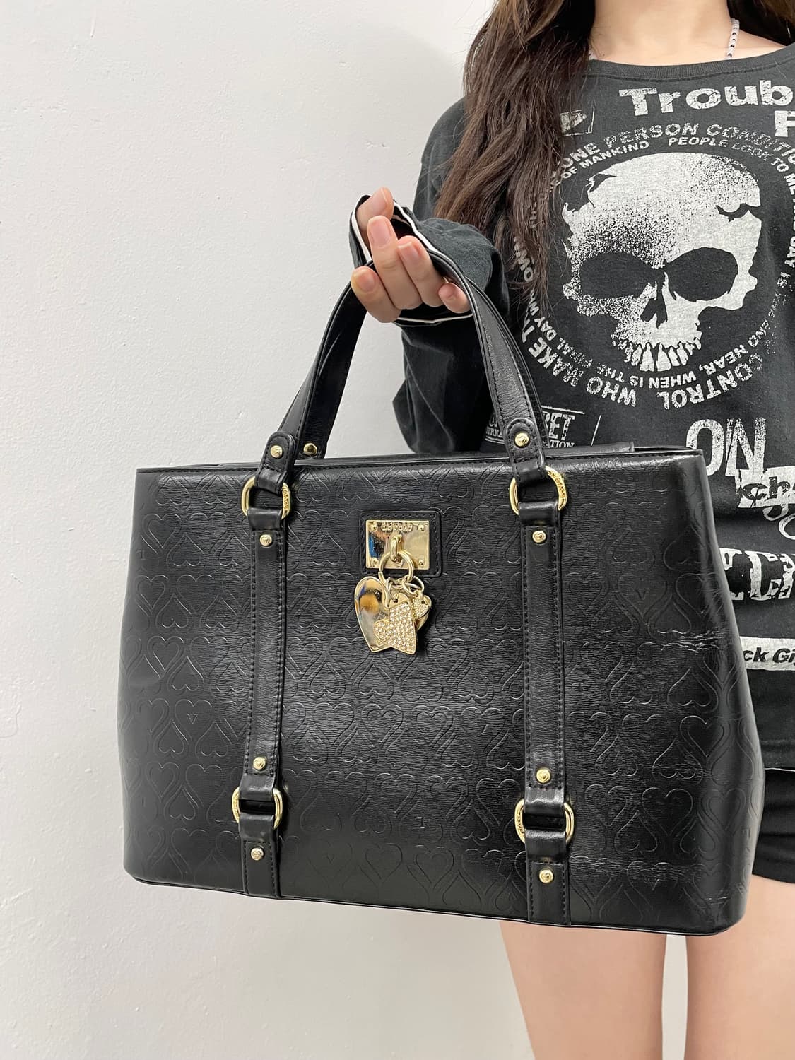 러브캣 하트 갸루 키링 토트백 상품이미지4