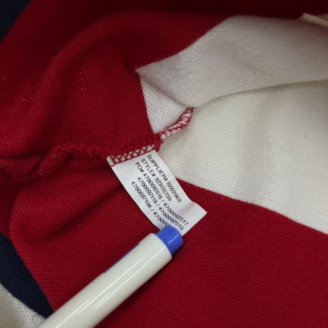 폴로 랄프로렌 블루포니 레드 단가라 pk반팔 XL 상품이미지5