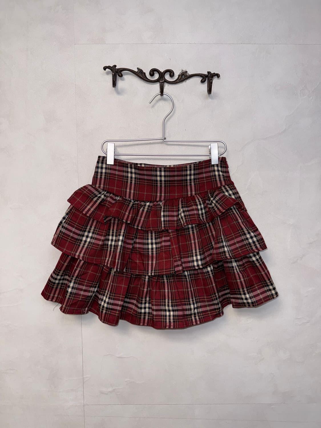 Red tartan check cancan mini skirt 상품이미지3