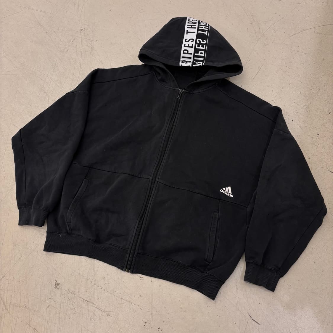 아디다스 백삼선 블랙 후드집업 상품이미지2