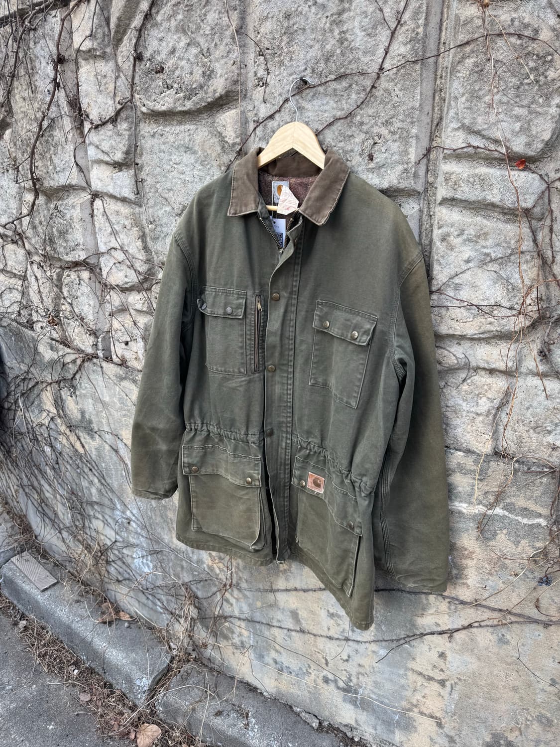 90s 칼하트 빈티지 pb2366 모스그린 페이딩 워크 초어 자켓 코트 상품이미지3