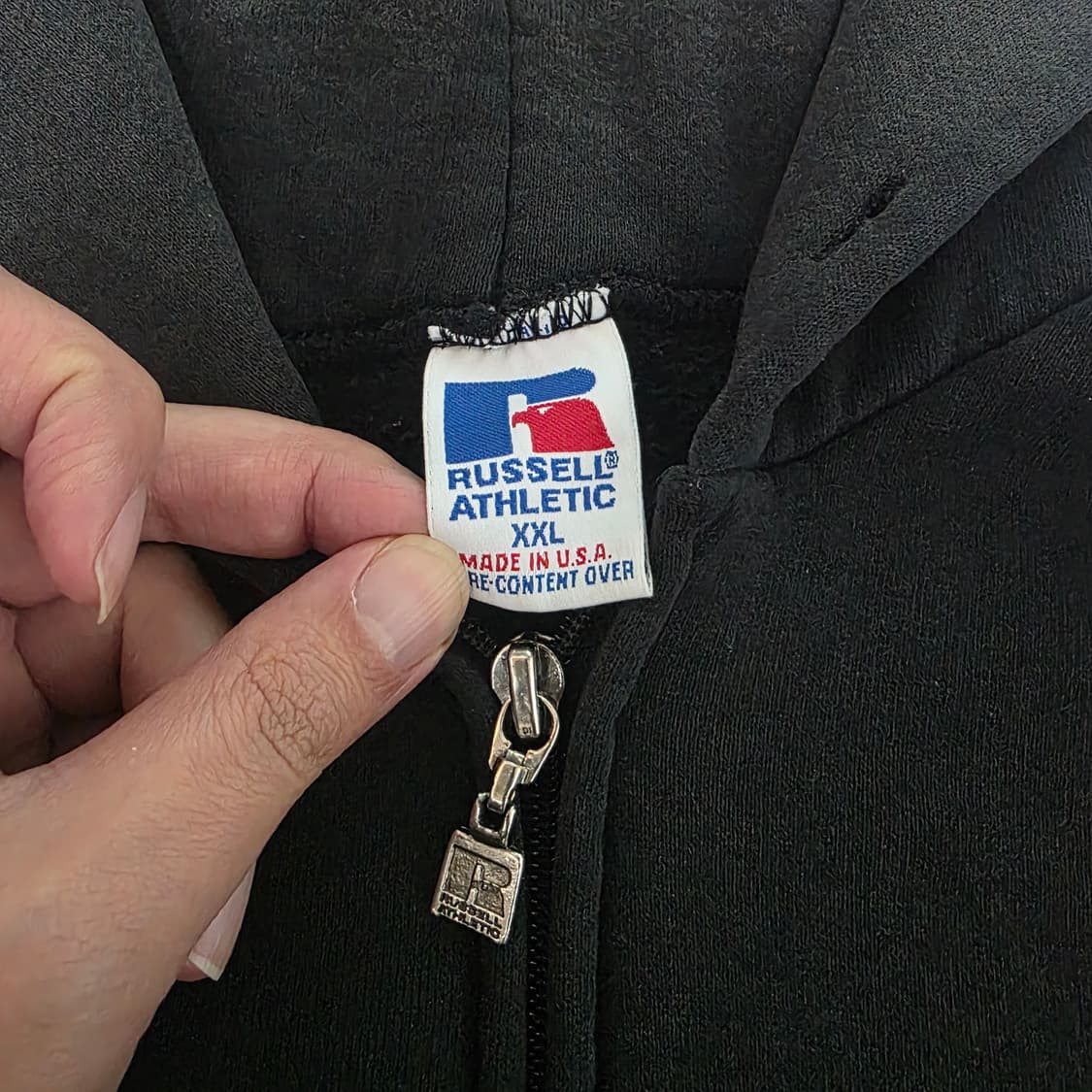 [XXL] 90s USA 빈티지 러셀 애슬레틱 후드집업 블랙 트래쉬드2 상품이미지9