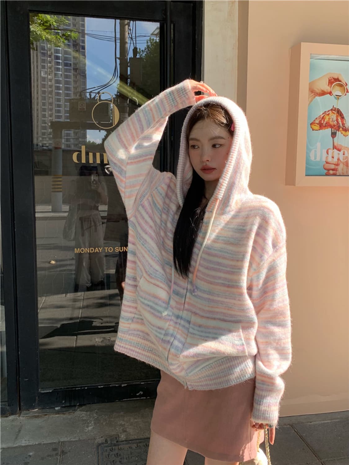 에이블리 더로버 솜사탕 파스텔 니트 후드집업 후드가디건 상품이미지5