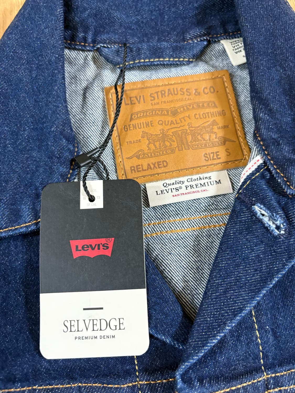 리바이스 셀비지 데님 타입원 자켓 S 새상품 린스드 상품이미지3