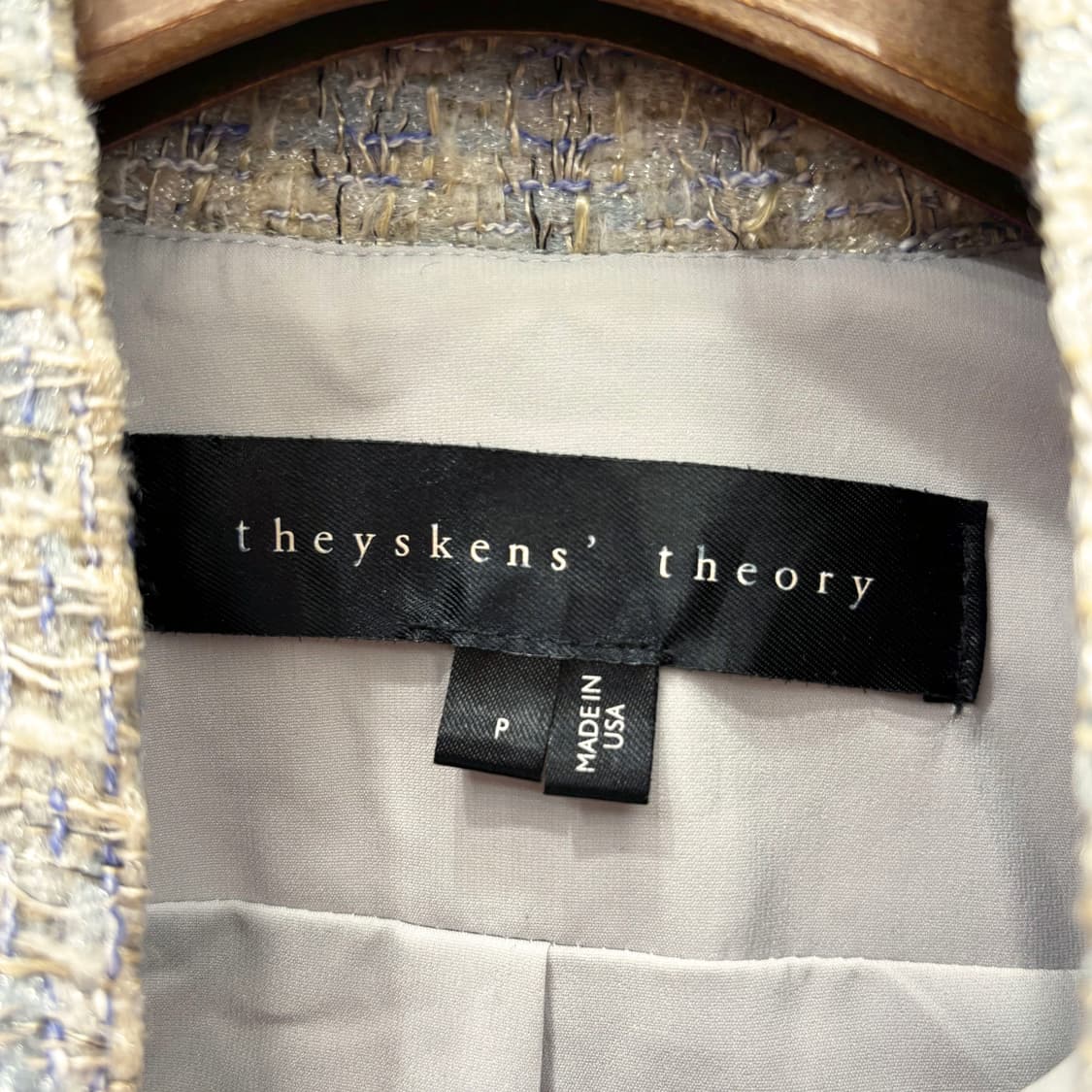 띠어리 긴팔 트위드 집업 메탈 포켓 지퍼 사이드 포켓 디테일 그레이 상품이미지7