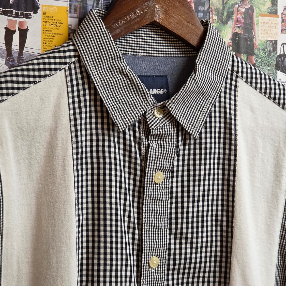 JPN 엑스라지 체크 배색 반팔 셔츠 상품이미지3