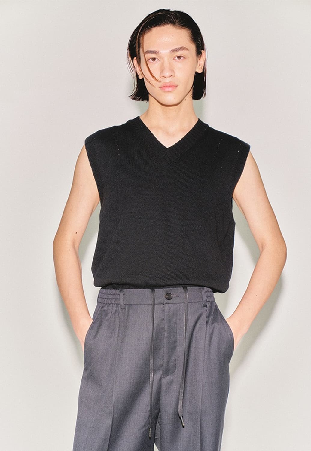 (새상품) 토니웩 tonywack 반밴딩 울슬랙스 바지 32~34 블랙 상품이미지3