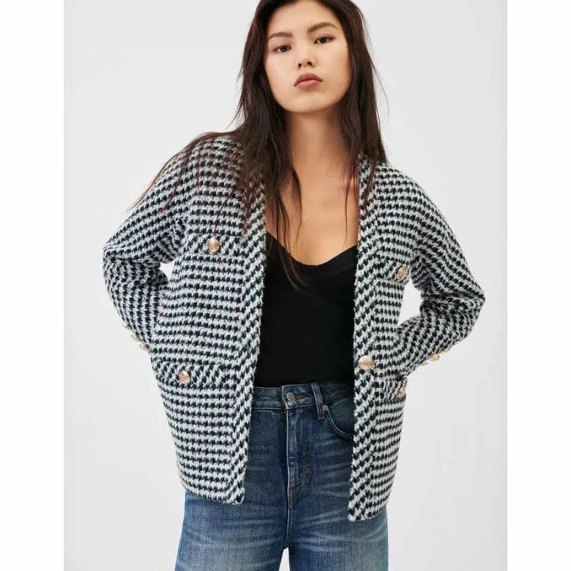 마쥬 금장 버튼 트위드 가디건 상품이미지1