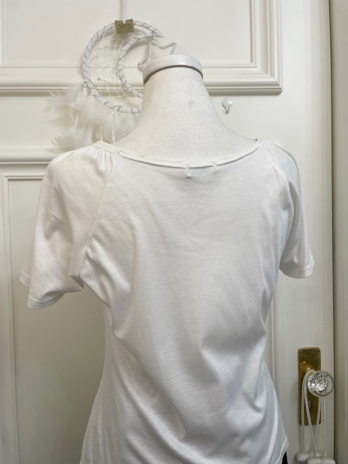 white shirring cotton half top(size-L) 상품이미지4