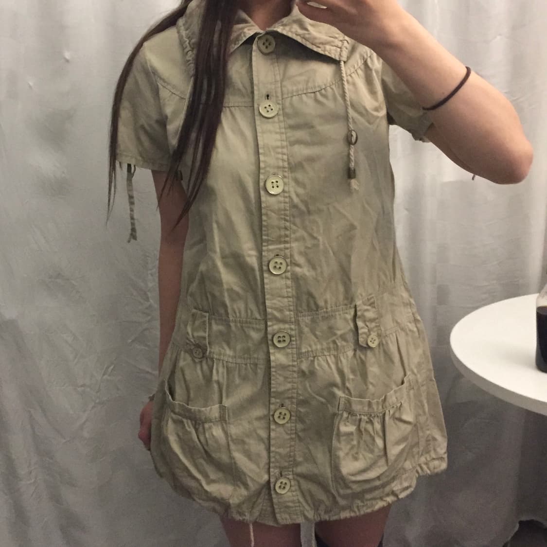 JPN Vintage 모리걸 바선생 베이지 포켓 원피스 상품이미지3