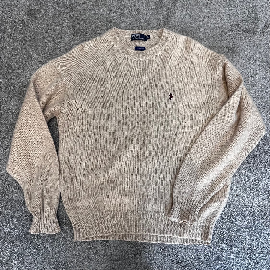 폴로 베이지 램스울 라운드 니트L 상품이미지2