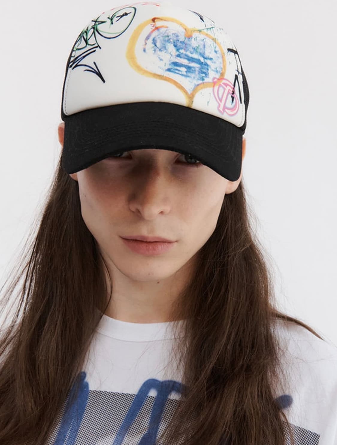 더오픈프로덕트 그래피티 트러커 메쉬캡 모자 블랙 화이트 상품이미지5