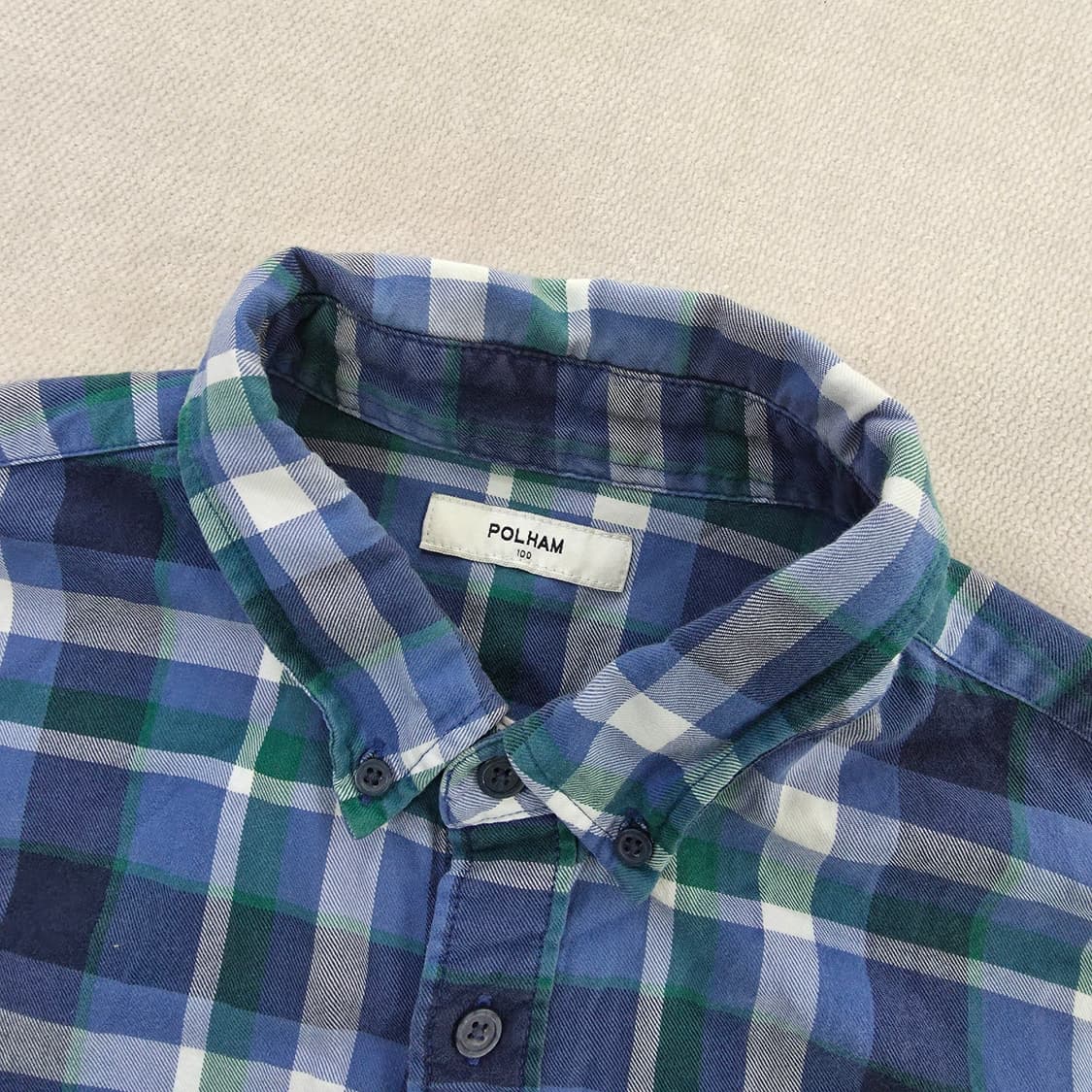 [100] 폴햄 블루 체크 긴팔 셔츠 남방 1229J 상품이미지2