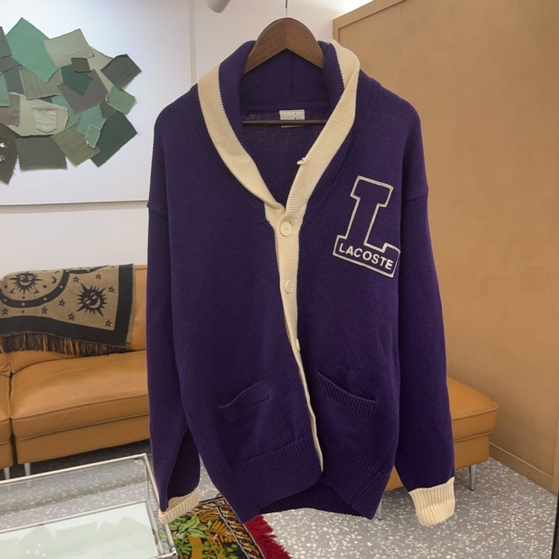 라코스테 숄카라 빅로고 울 니트 가디건 100 C06056 상품이미지3