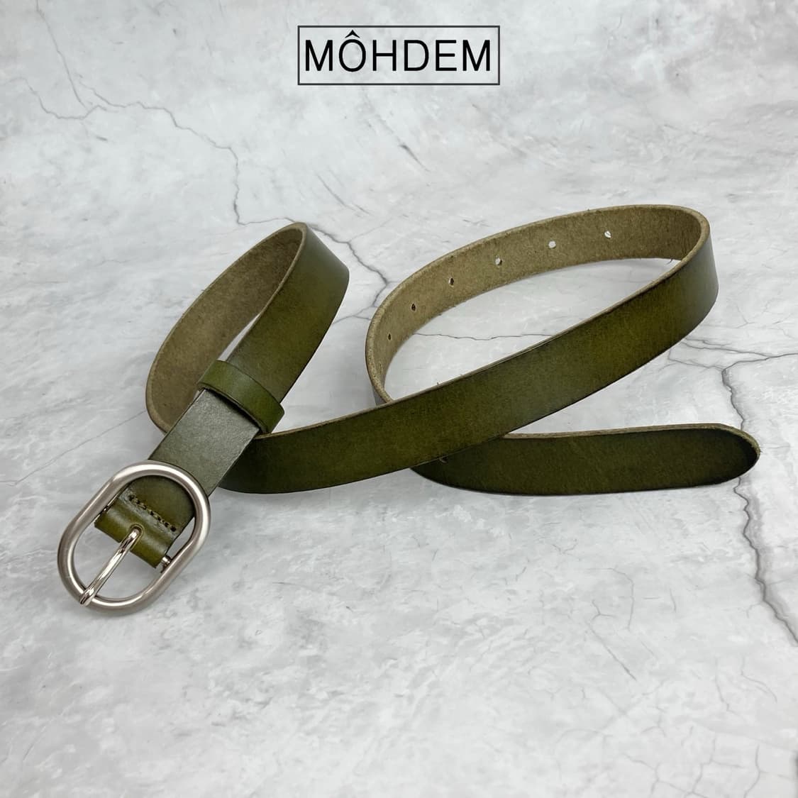 [Unisex] 말차라테 천연가죽 미니멀 벨트 상품이미지4