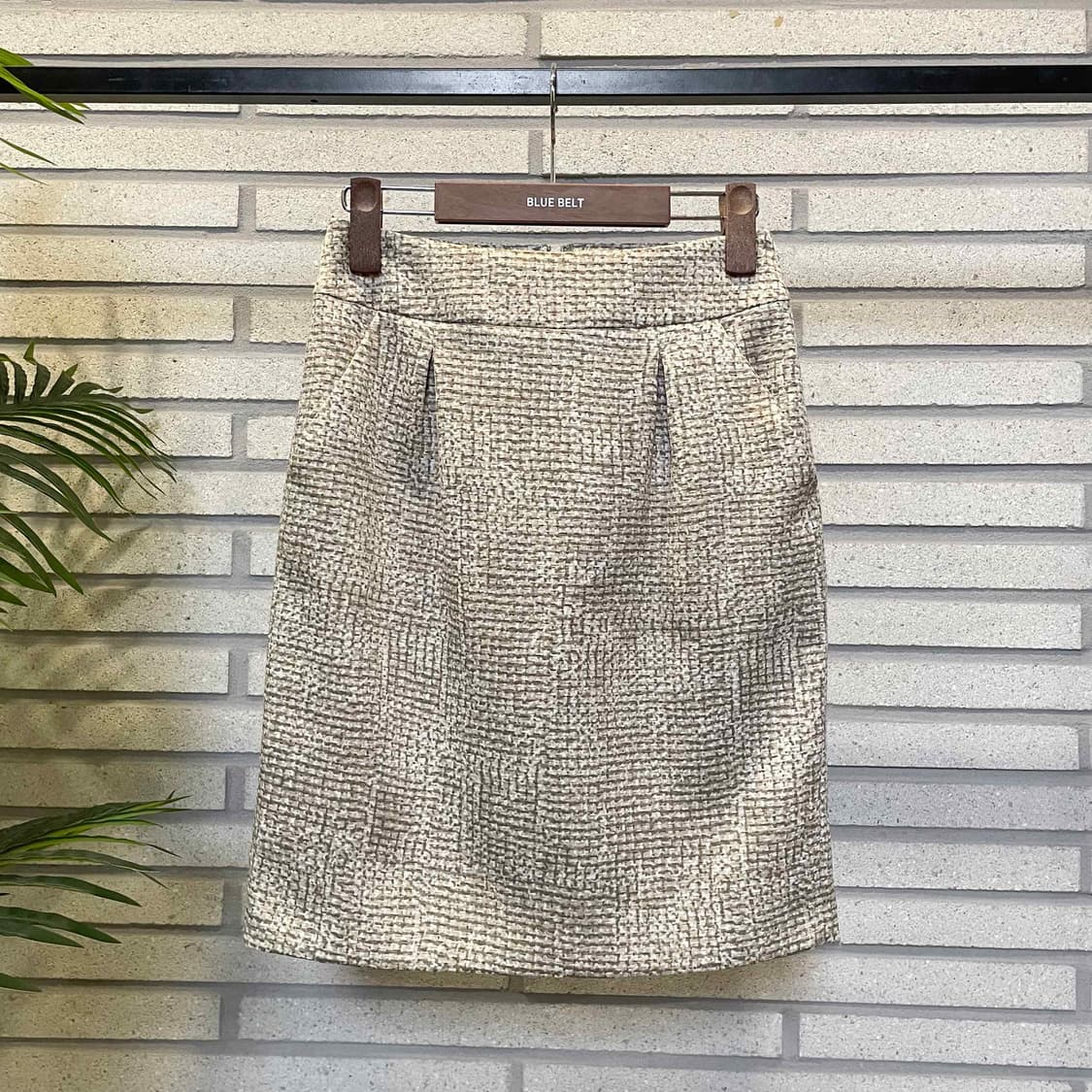 JPN VINTAGE 미니 스커트 텍스처위브 핀턱 디테일 아이보리 상품이미지2