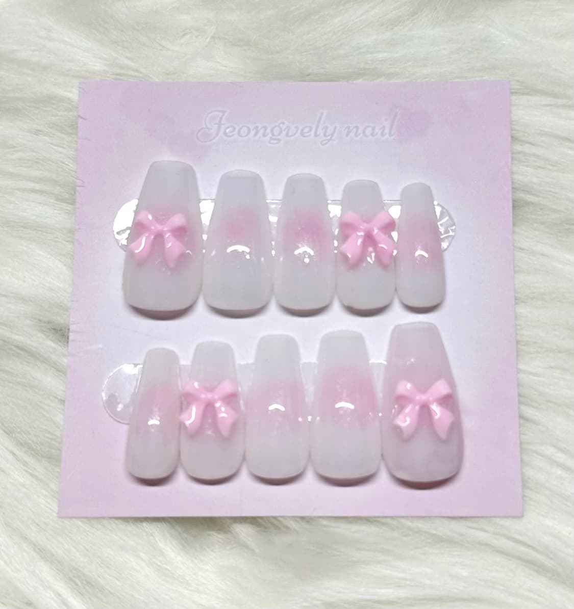 발레코어🎀 화이트핑크 블러 치크 수제네일팁 상품이미지2