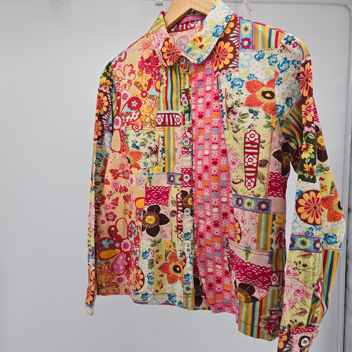 패치워크 플라워 패턴 셔츠 자켓 상품이미지1