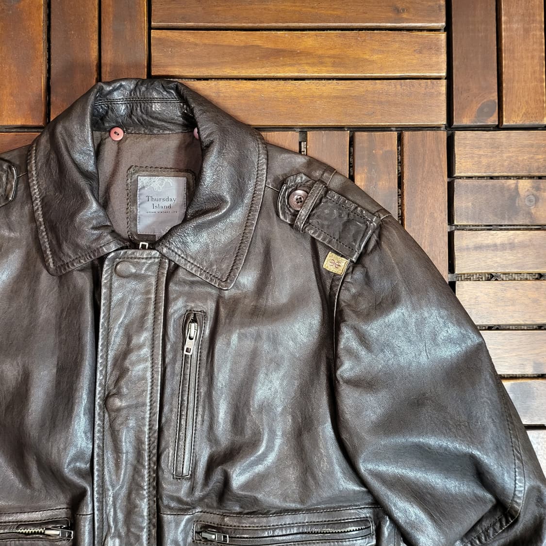 써스데이 아일랜드 레더 자켓 (105) 상품이미지4