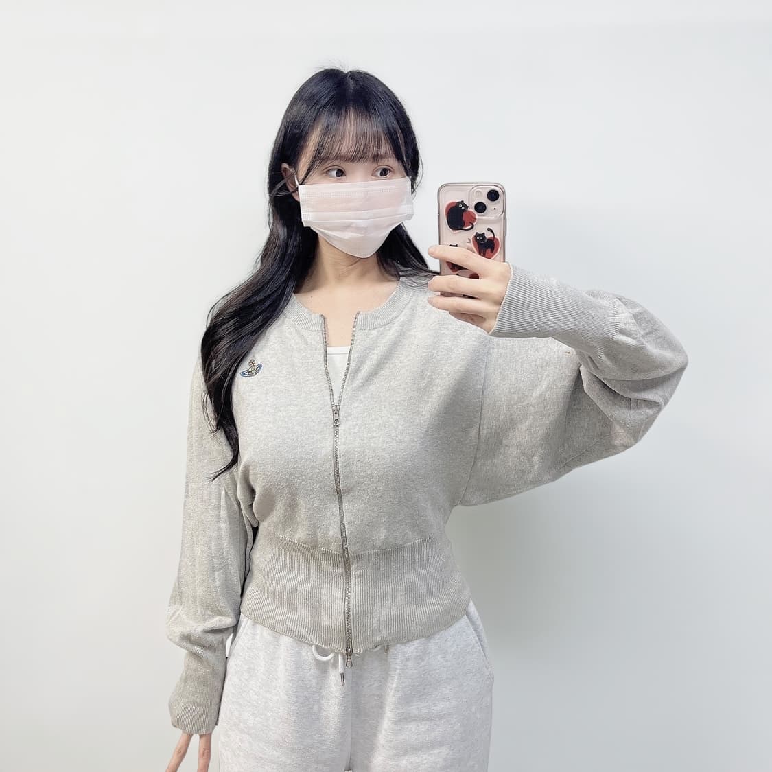 비비안웨스트우드 라운드 니트 집업 가디건 그레이 상품이미지1