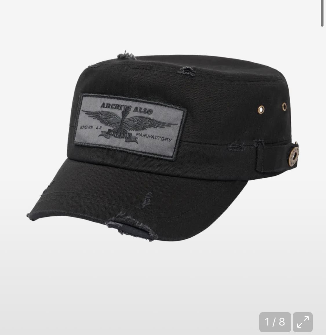 아캄 다영 Damaged Military Cap (Black) 상품이미지1