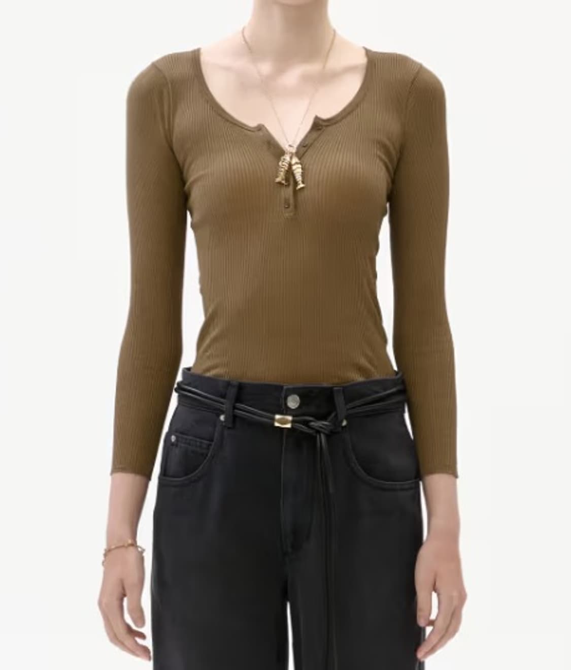 ISABEL MARANT 이자벨마랑 25fw 카키단색면긴팔티셔츠 새상품 상품이미지5