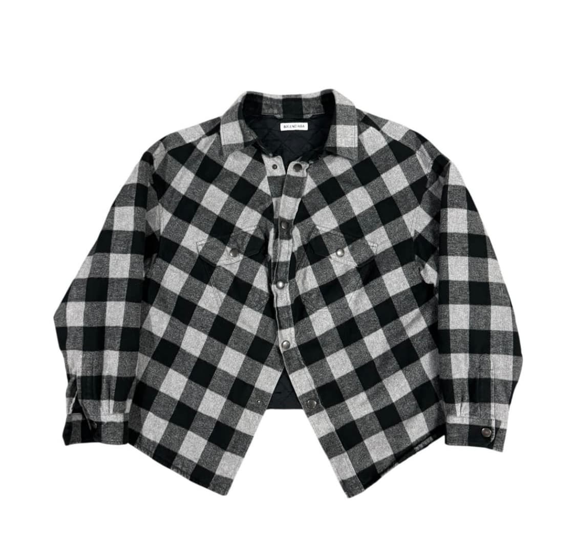 Balenciaga 발렌시아가 체크 플란넬 스윙 셔츠 자켓 상품이미지1