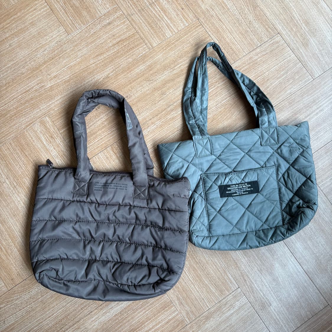 주카 다크브라운 퀼팅 패디드 토트백 상품이미지2