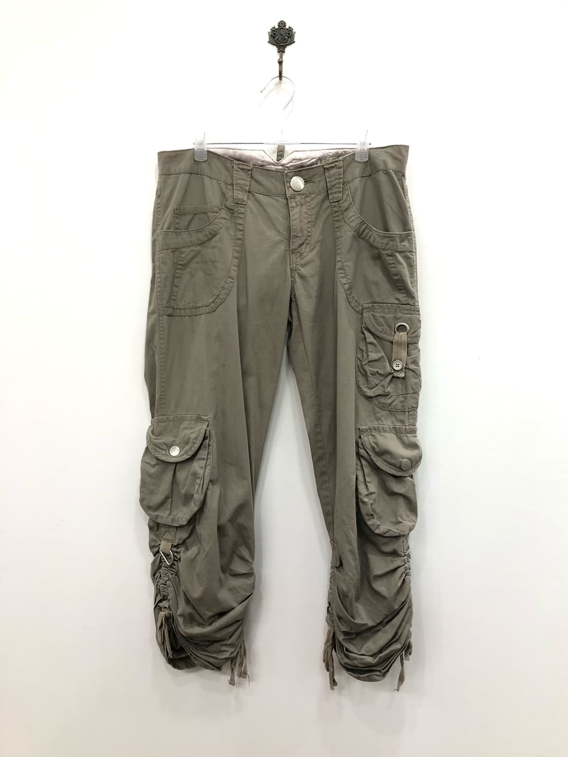 khaki beige shirring cargo pants 상품이미지2
