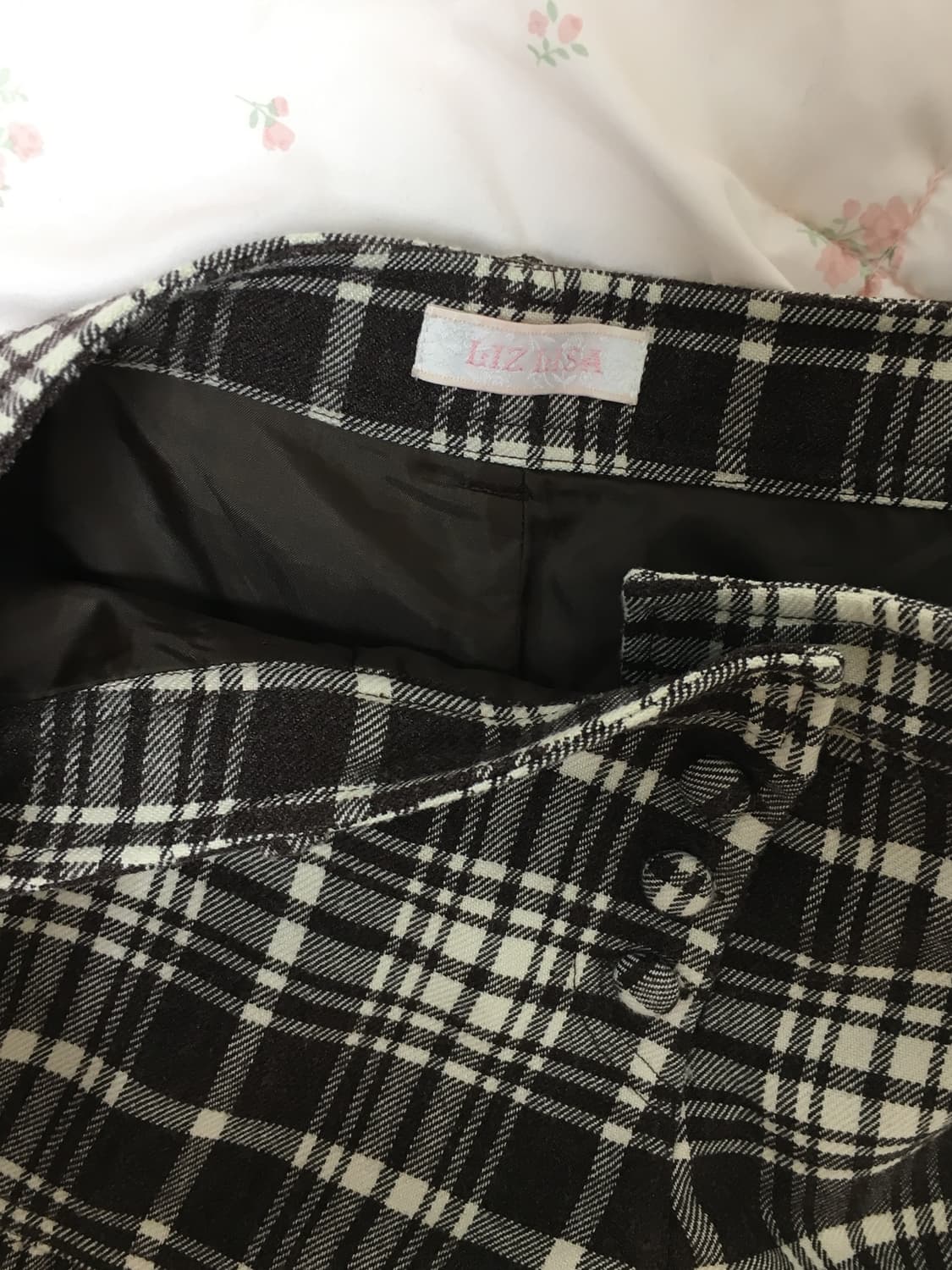 리즈리사 LIZLISA 체크 프릴 초코 반바지 큐롯팬츠 갸루 라떼 빈티지 상품이미지4