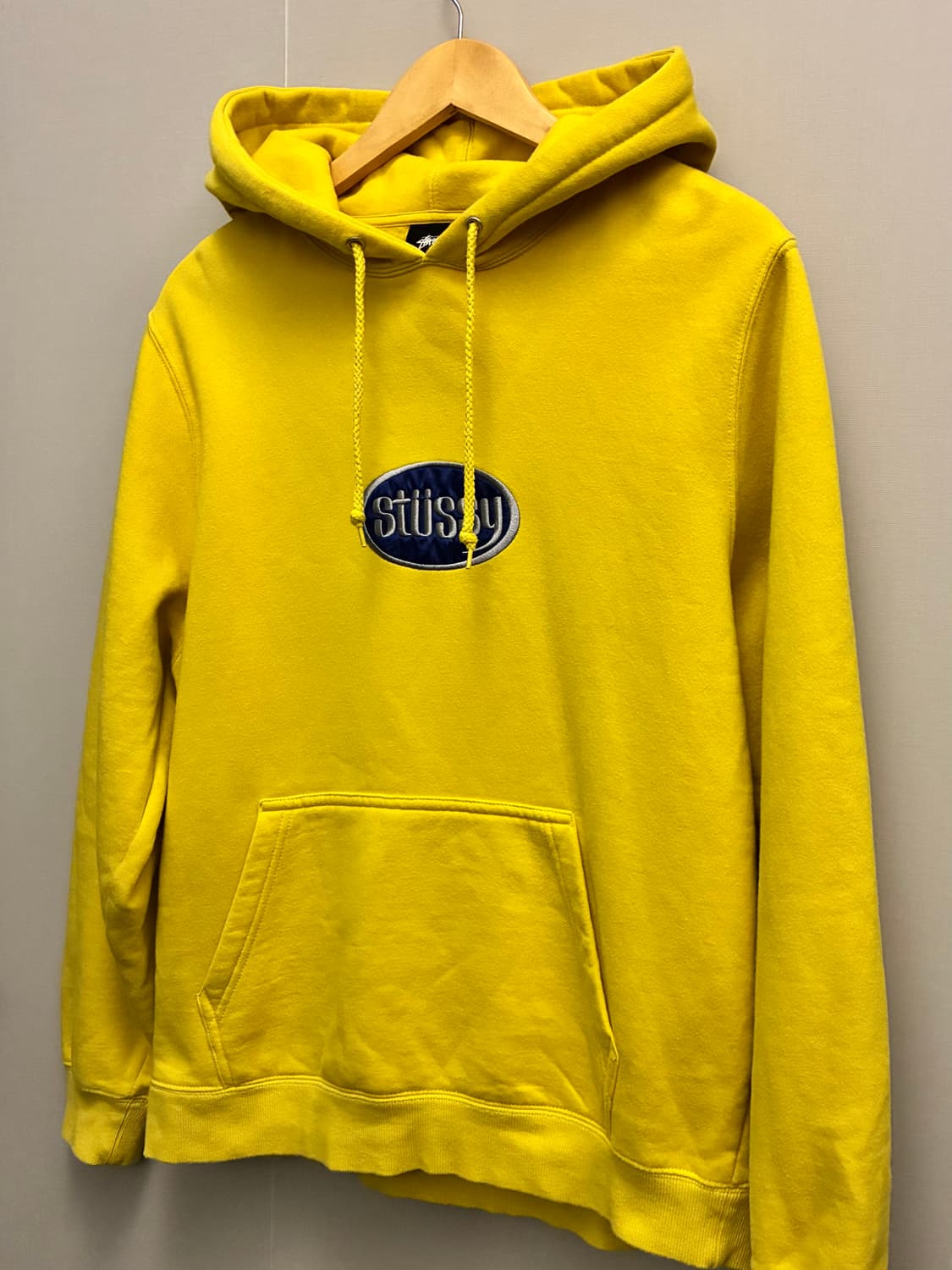 (S/97)Stussy 스투시 오벌 앱 로고 후드티셔츠 옐로우 상품이미지3