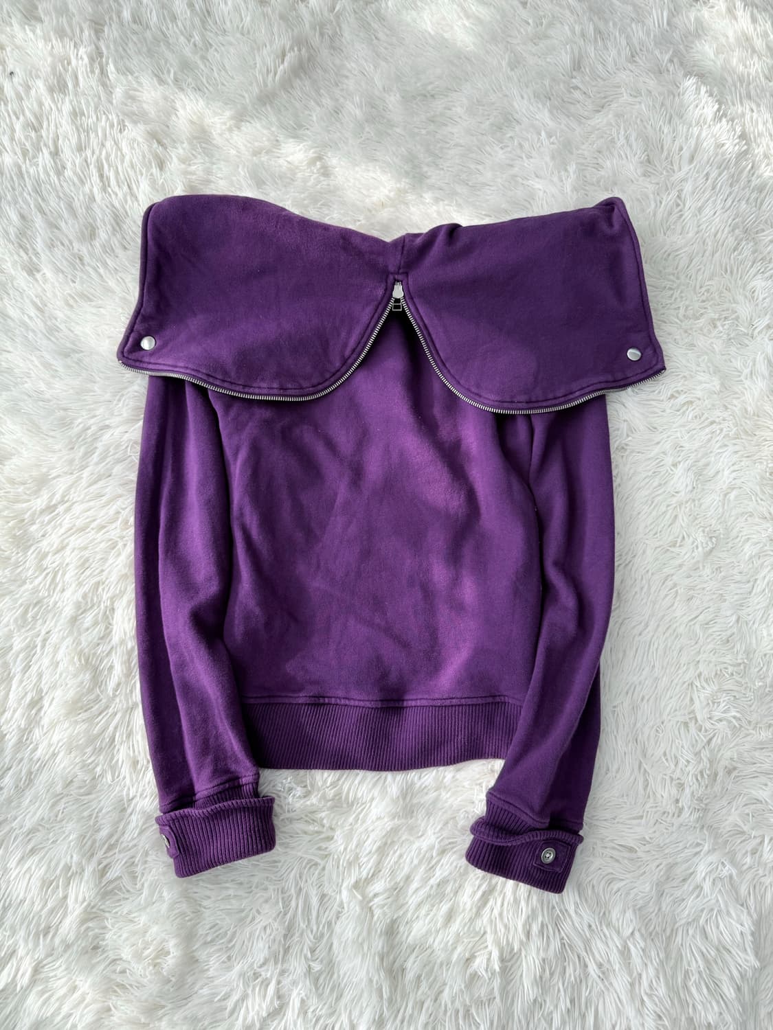 Y2K 그런지 딥퍼플 투웨이 후드 집업 상품이미지6