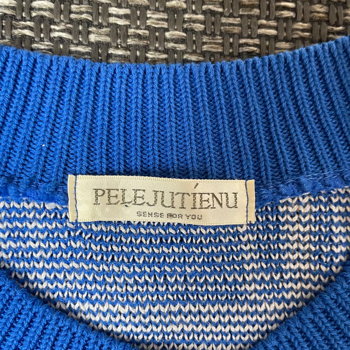 PELEJUTIENU 블루 화이트 체크 금장 가디건 상품이미지4