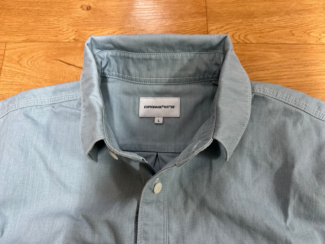 에스피오나지 헤비 샴브레이 워크셔츠 라이트블루 L 상품이미지2