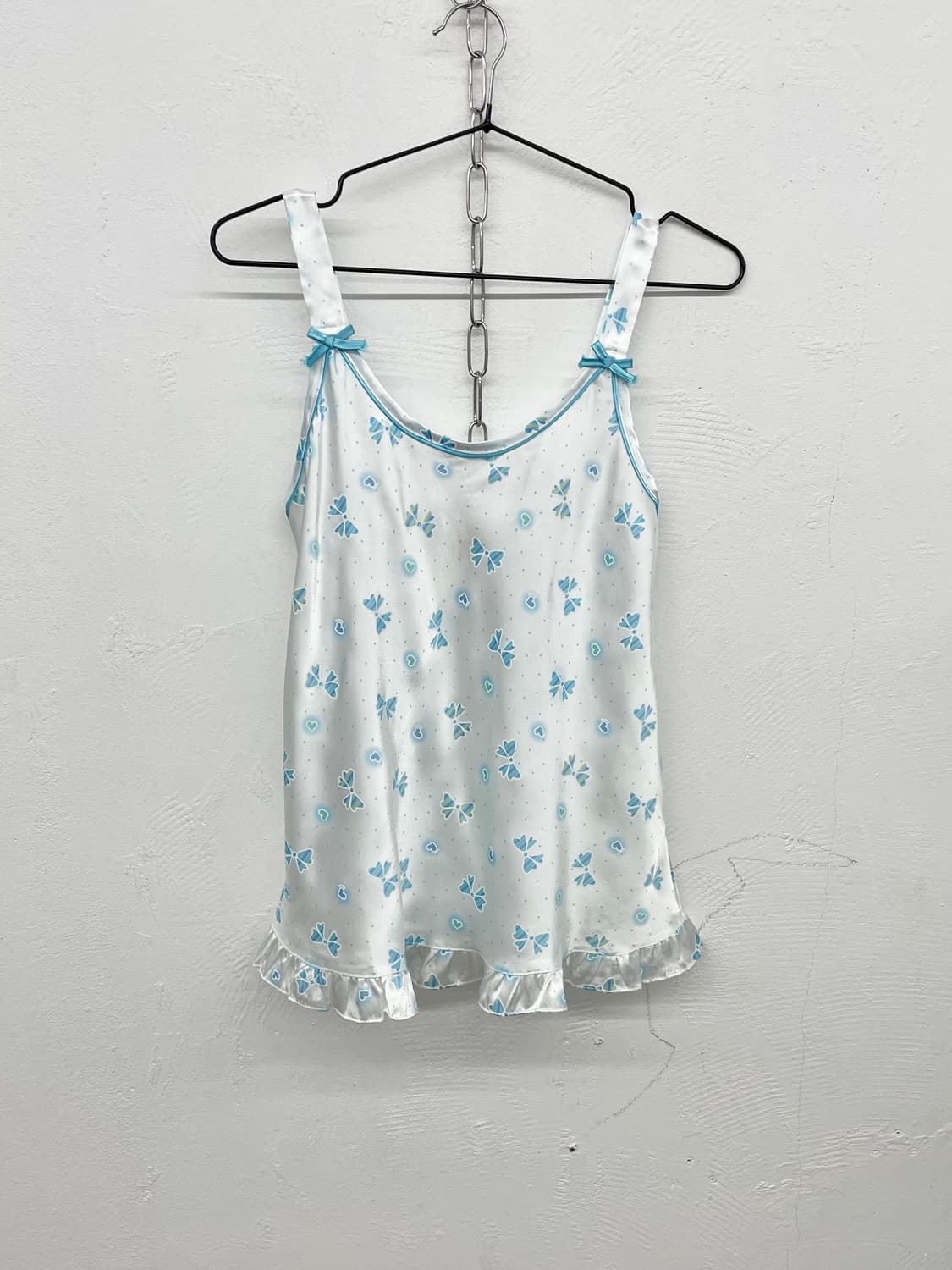 블루 키치 리본 새틴 슬립 상품이미지4