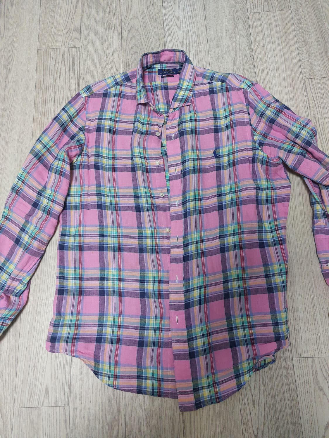폴로 핑크 체크셔츠 L 상품이미지1