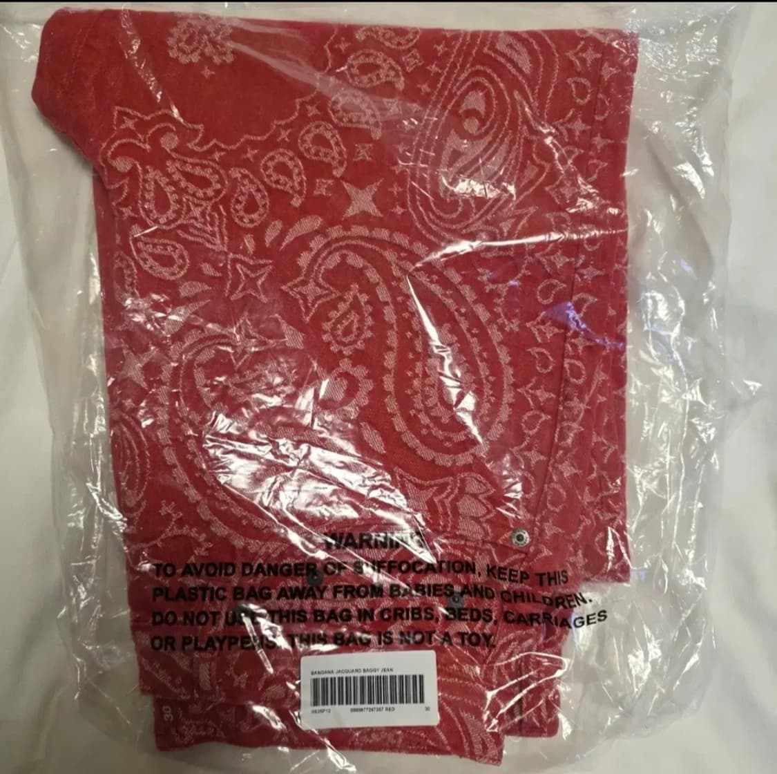 슈프림 반다나 자카드 배기진 레드 상품이미지1