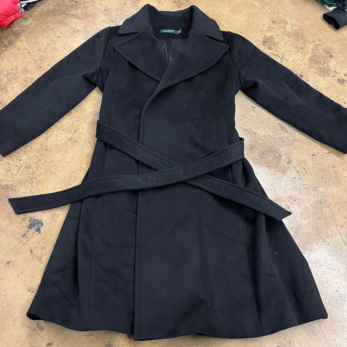 [정품/16] 로렌 랄프로렌 벨티드 롱 코트 블랙 b17 상품이미지3