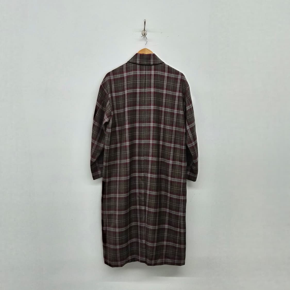 매킨토시 체크 롱 코트 브라운 여성 L 상품이미지8