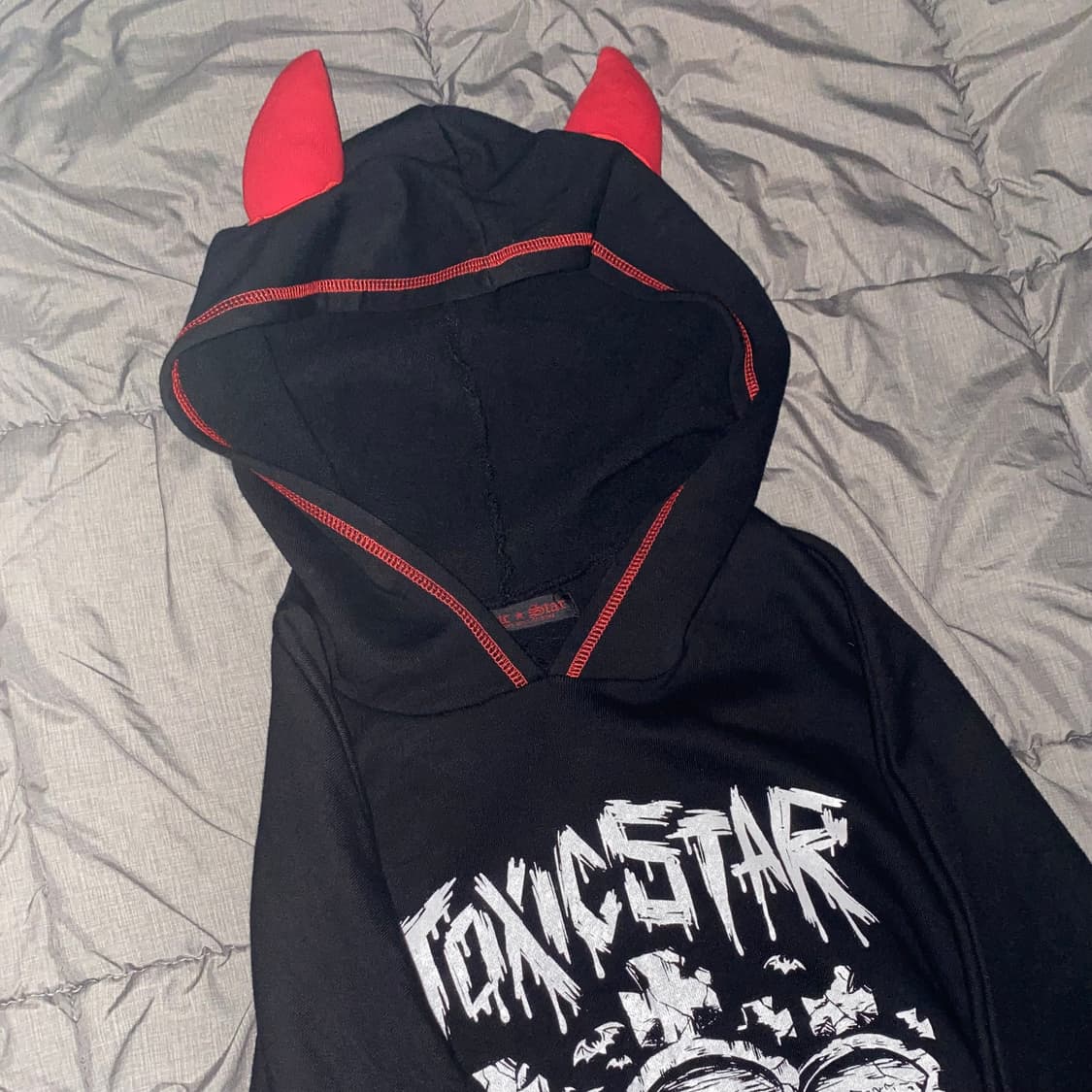 악마 뿔 후드/y2k 펑크 락시크 고스 갸루 빈티지 키치 상품이미지1