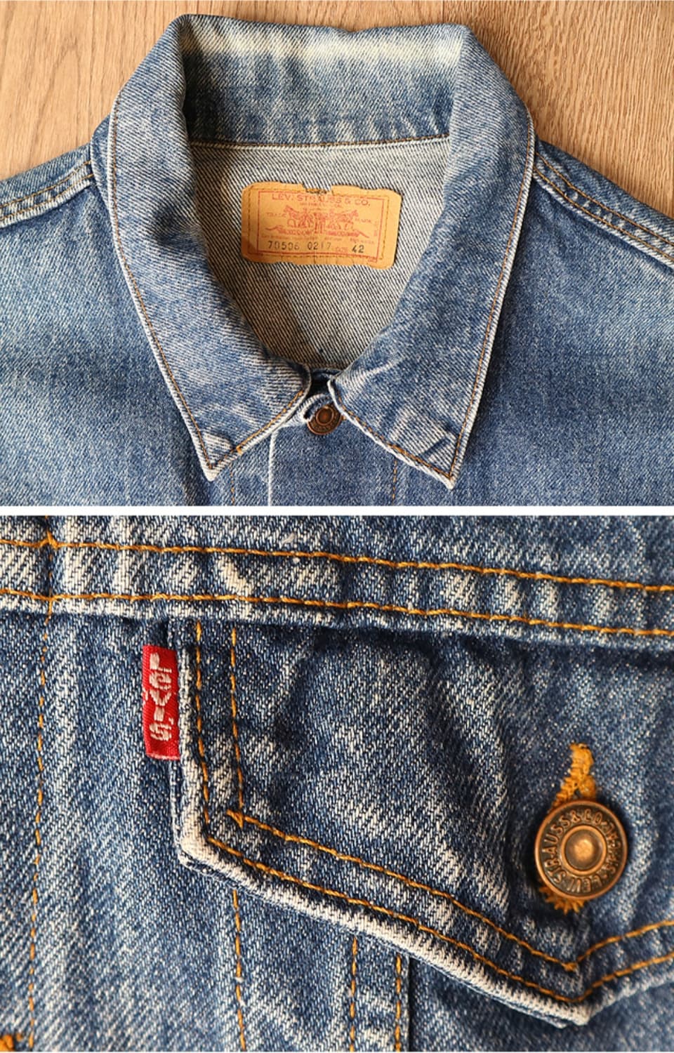 미국산 LEVIS 리바이스 70506-0217 오렌지텝 빈티지 데님자켓 상품이미지3