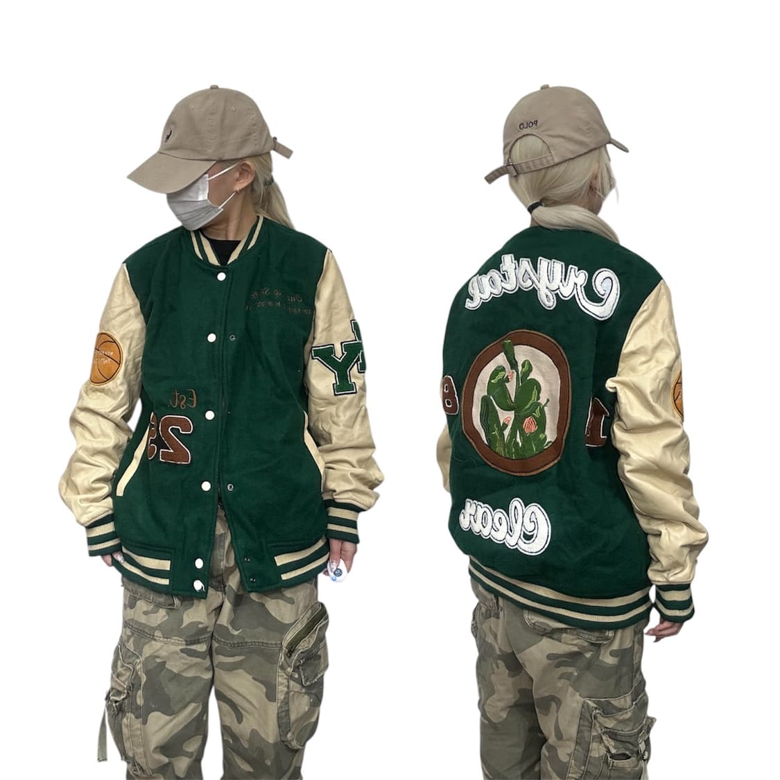 자라 그린 가죽 자수 바시티 야구 잠바 봄버 점퍼  상품이미지1